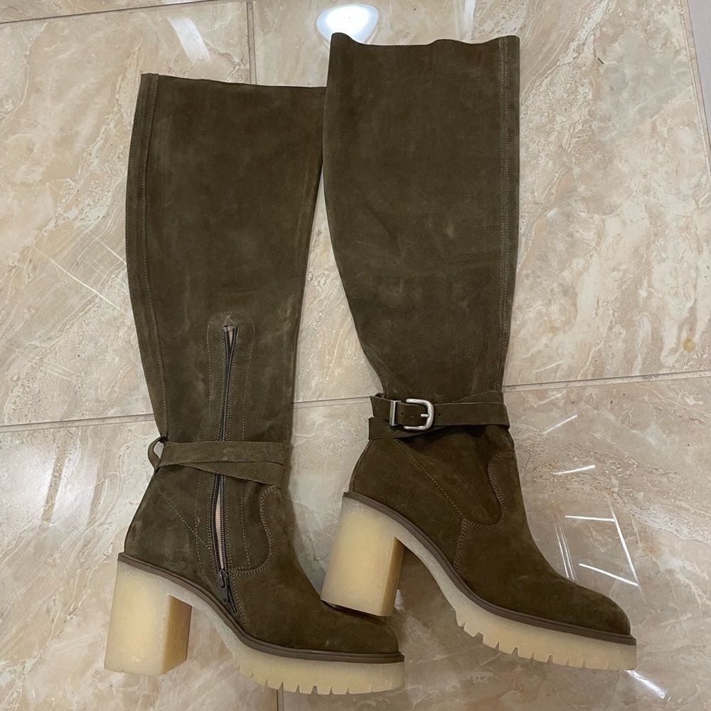 NWT Free People Suede James Chelsea Knee High Tall Brown Boots 
Size 38 US 8 - Picture 6 of 12
